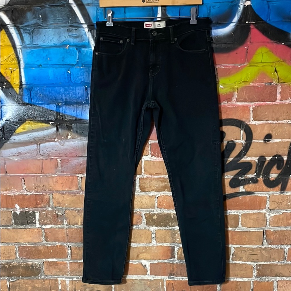 LEVI’S-junior/kids black cotton blend denim ‘508 TAPER’ slim-stretch jeans